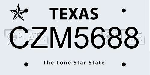 CZM5688 Texas License Plate