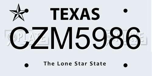 CZM5986 Texas License Plate