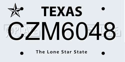 CZM6048 Texas License Plate