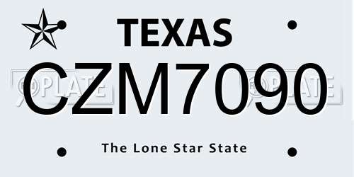 CZM7090 Texas License Plate