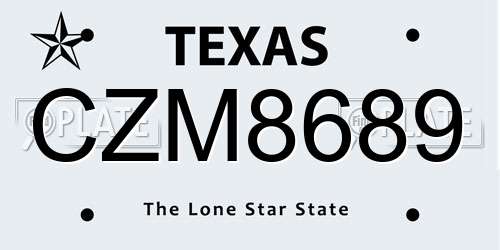 CZM8689 Texas License Plate