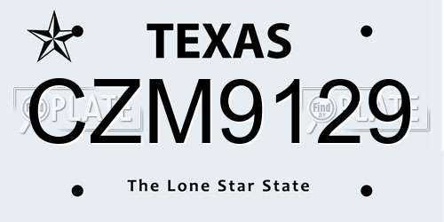 CZM9129 Texas License Plate