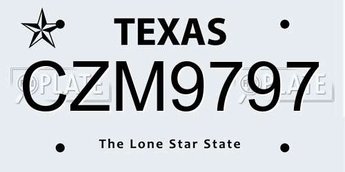 CZM9797 Texas License Plate