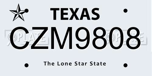 CZM9808 Texas License Plate