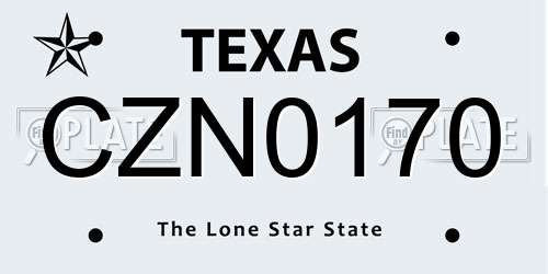 CZN0170 Texas License Plate