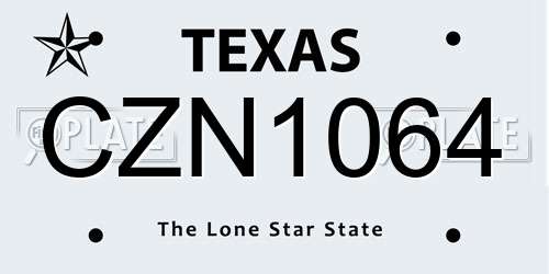 CZN1064 Texas License Plate