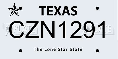 CZN1291 Texas License Plate