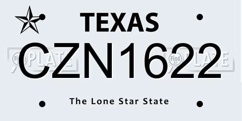 CZN1622 Texas License Plate
