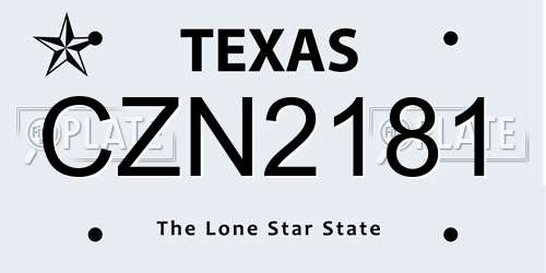 CZN2181 Texas License Plate