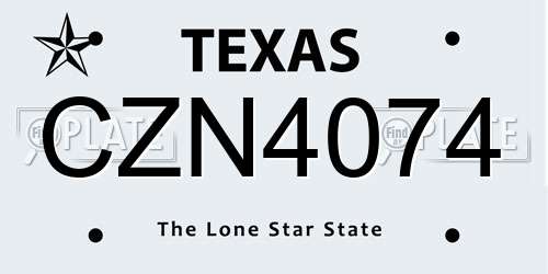 CZN4074 Texas License Plate