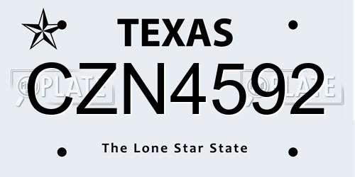 CZN4592 Texas License Plate