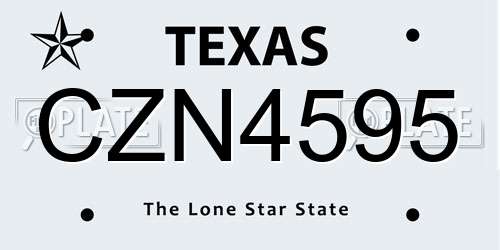 CZN4595 Texas License Plate