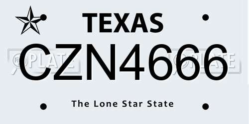 CZN4666 Texas License Plate