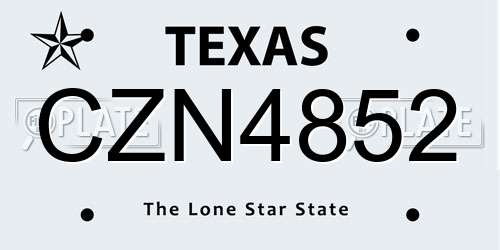 CZN4852 Texas License Plate