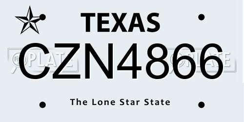 CZN4866 Texas License Plate