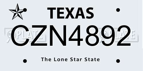 CZN4892 Texas License Plate