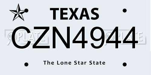 CZN4944 Texas License Plate