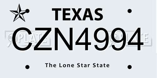 CZN4994 Texas License Plate