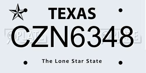 CZN6348 Texas License Plate