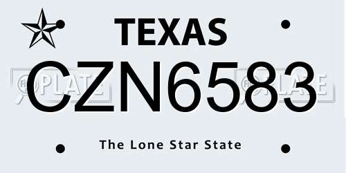 CZN6583 Texas License Plate