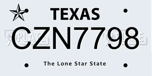 CZN7798 Texas License Plate