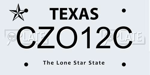 CZO12C Texas License Plate