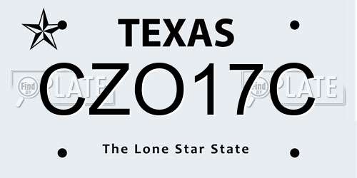 CZO17C Texas License Plate