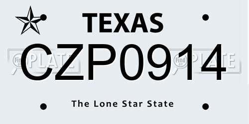 CZP0914 Texas License Plate