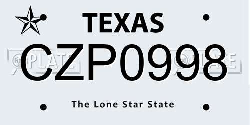 CZP0998 Texas License Plate