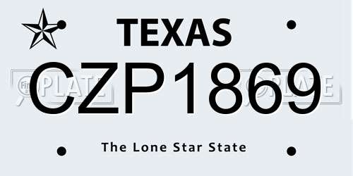CZP1869 Texas License Plate