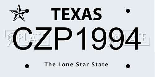 CZP1994 Texas License Plate