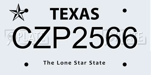 CZP2566 Texas License Plate