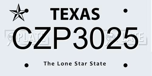 CZP3025 Texas License Plate