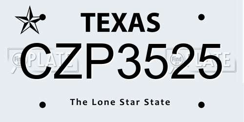 CZP3525 Texas License Plate