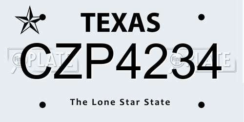 CZP4234 Texas License Plate
