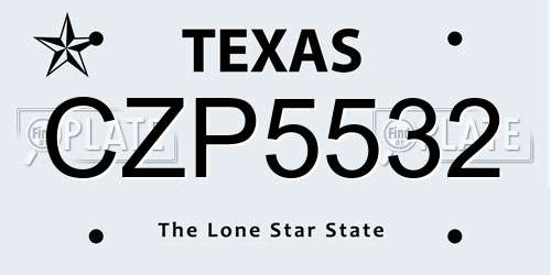 CZP5532 Texas License Plate