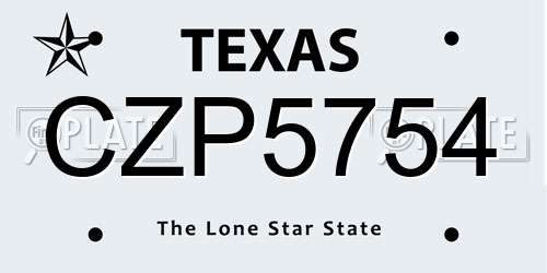 CZP5754 Texas License Plate