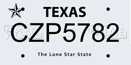 CZP5782 Texas License Plate