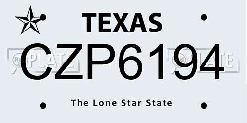 CZP6194 Texas License Plate