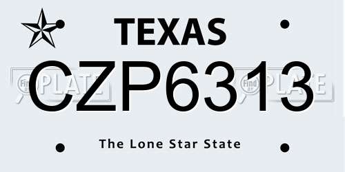CZP6313 Texas License Plate