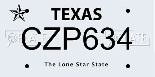 CZP634 Texas License Plate
