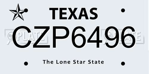 CZP6496 Texas License Plate