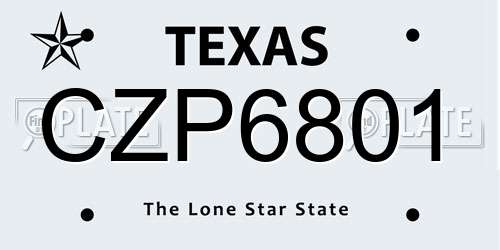 CZP6801 Texas License Plate