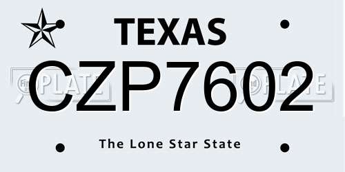 CZP7602 Texas License Plate
