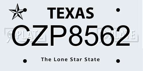 CZP8562 Texas License Plate