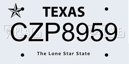CZP8959 Texas License Plate