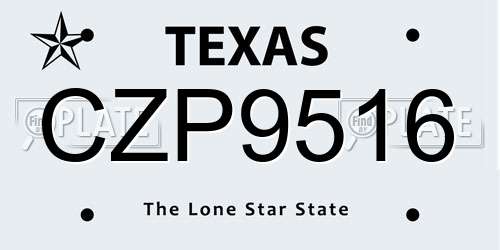 CZP9516 Texas License Plate