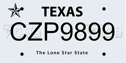 CZP9899 Texas License Plate