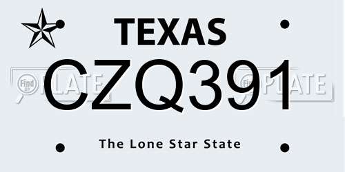 CZQ391 Texas License Plate
