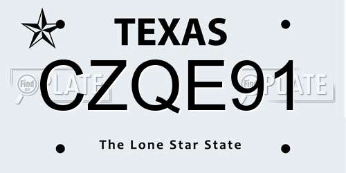 CZQE91 Texas License Plate